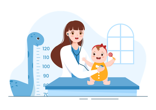 Pediatrician checking up kid  Illustration