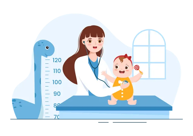 Pediatrician checking up kid  Illustration