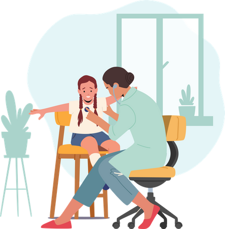 Pediatrician doctor checking up child health Illustration