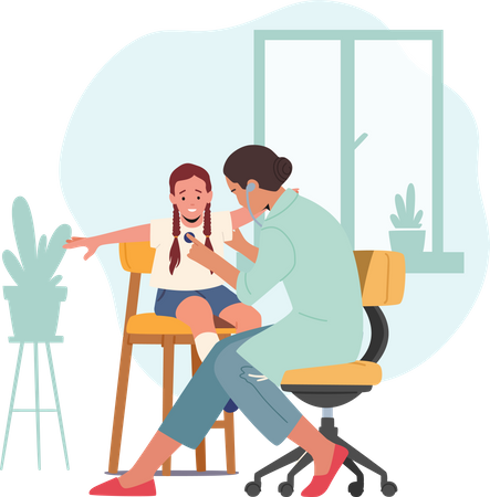 Pediatrician doctor checking up child health  일러스트레이션