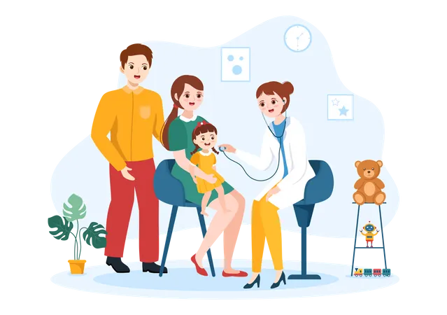 Pediatrician with kids  Illustration