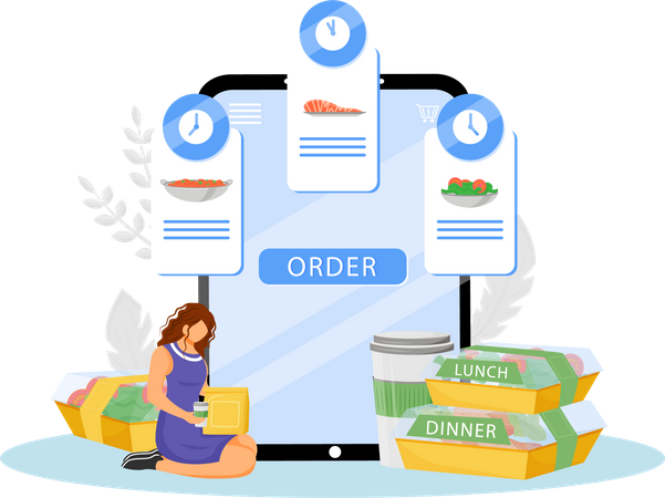 Pedido de comida en línea  Ilustración