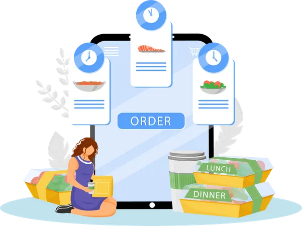 Pedido de comida on-line  Ilustração
