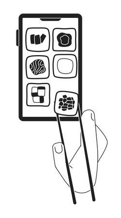Pedido de fast food japonês online  Ilustração