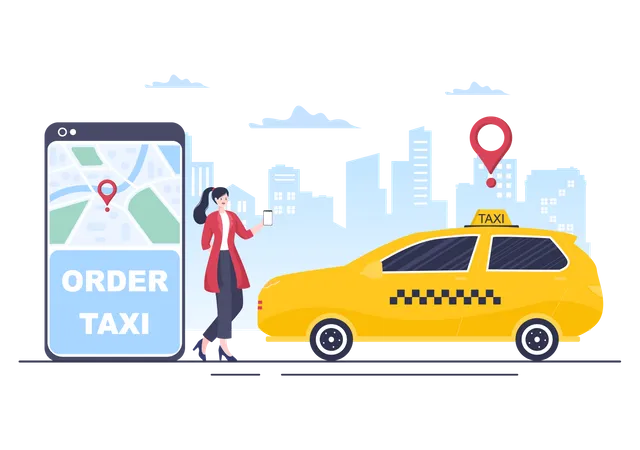 Pedir taxi en línea  Ilustración