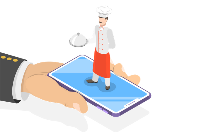 Encomendar comida on-line no aplicativo de comida  Ilustração