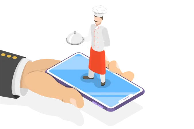 Encomendar comida on-line no aplicativo de comida  Ilustração