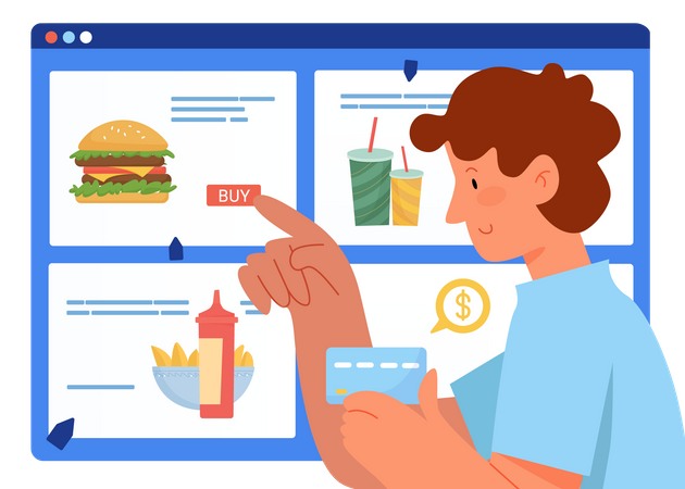 Pedidos de comida en línea  Ilustración