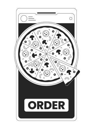 Ordenar pizza por teléfono inteligente  Ilustración