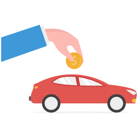 Pedir dinero prestado para comprar un auto nuevo  Ilustración