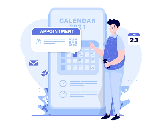 Concierte una cita en el calendario móvil  Ilustración
