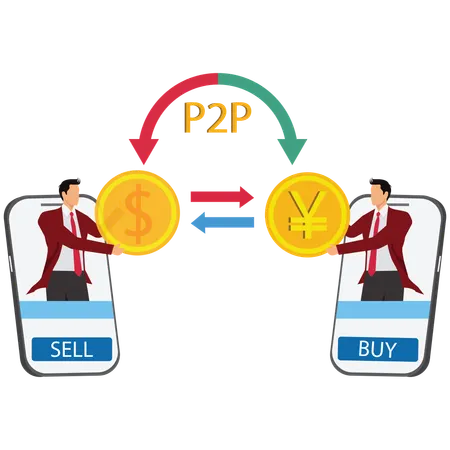 Peer to Peer Money Transfer  Illustration