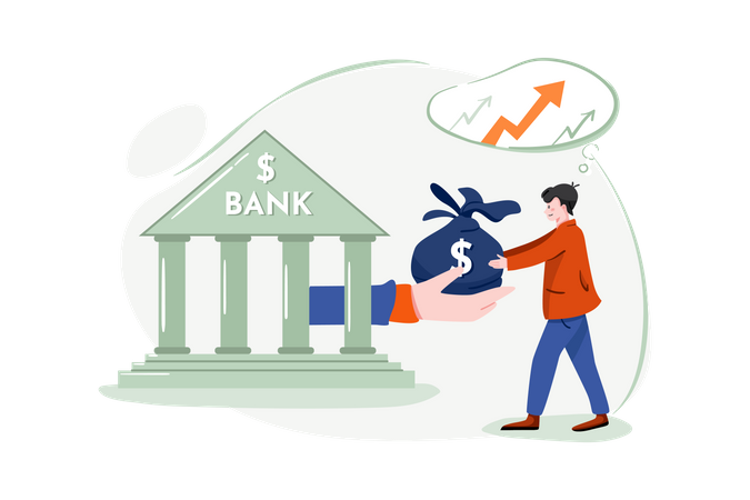 Pegando empréstimo do banco  Ilustração