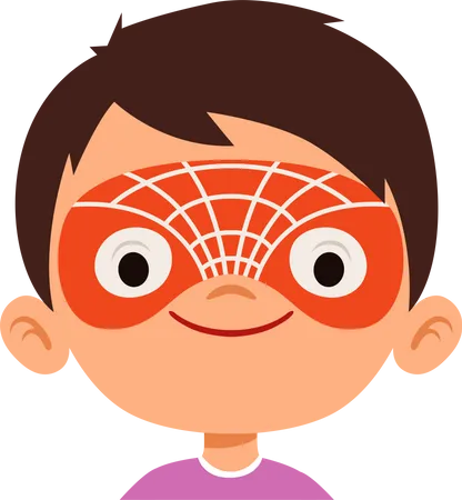 Peinture de visage d'araignée sur le visage d'un garçon  Illustration