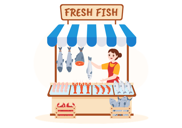 Loja de peixes  Ilustração