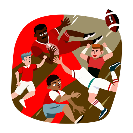 Pelea de rugby  Ilustración