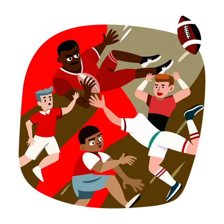 Pelea de rugby  Ilustración