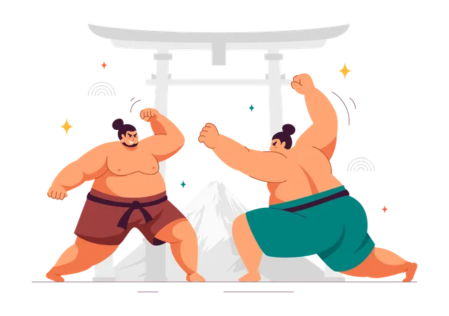 Pelea de sumo  Ilustración