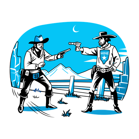 Pelea de vaqueros  Ilustración