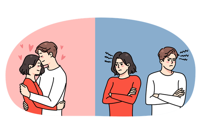 Peleas de pareja y problemas en la relación amorosa  Ilustración