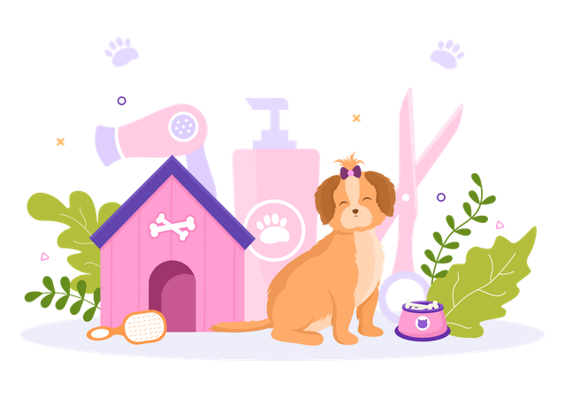 Peluquería de mascotas para perros  Ilustración