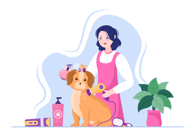 Peluquero de mascotas limpieza perro  Ilustración