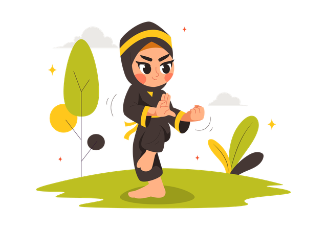 Ilustración deportiva de Pencak Silat  Ilustración