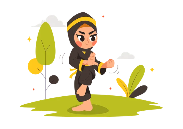 Ilustración deportiva de Pencak Silat  Ilustración