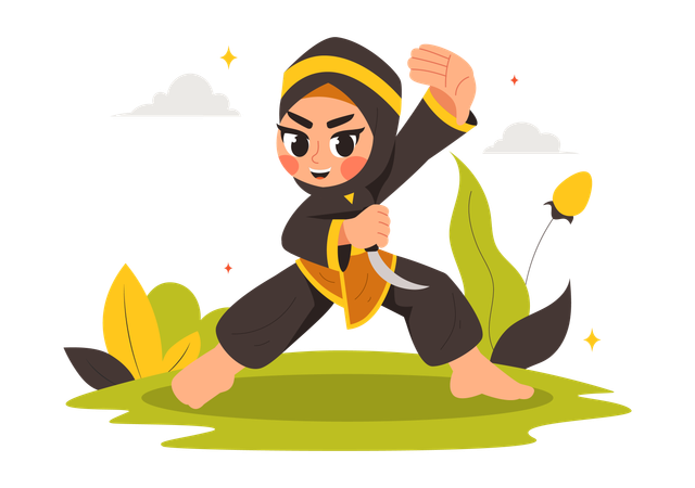 Ilustración deportiva de Pencak Silat  Ilustración