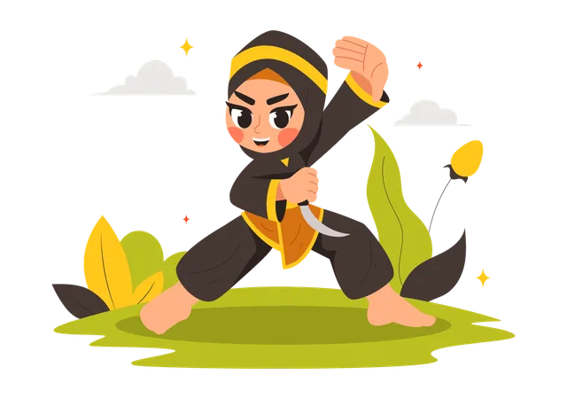 Ilustración deportiva de Pencak Silat  Ilustración