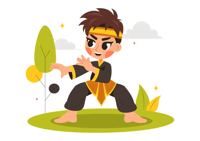 Ilustración deportiva de Pencak Silat  Ilustración