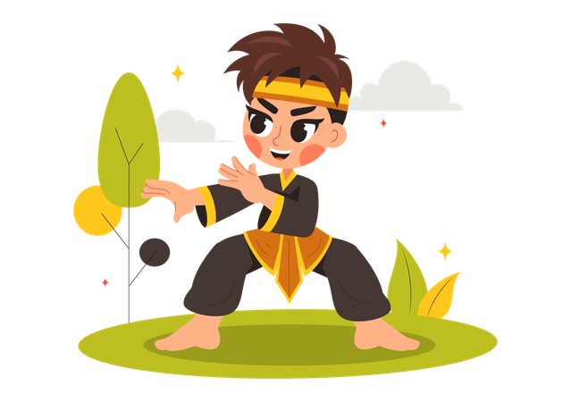 Ilustração do esporte Pencak Silat  Ilustração