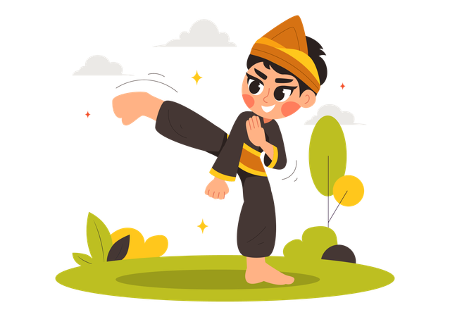 Ilustração do esporte Pencak Silat  Ilustração