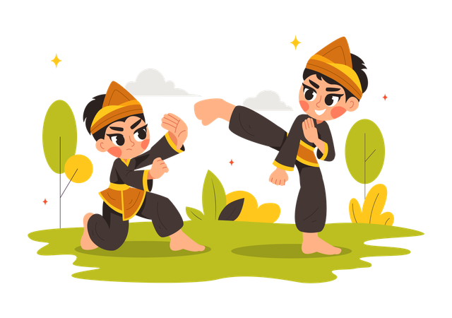 Ilustração do esporte Pencak Silat  Ilustração