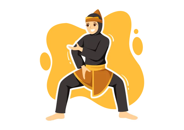 Jugador de Pencak Silat  Ilustración