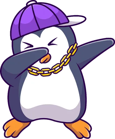 Penguin Dabbing And Wearing Hat  Illustration
