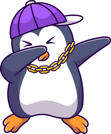 Penguin Dabbing And Wearing Hat  Illustration