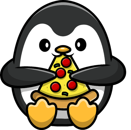 Penguin Eat Pizza  Illustration