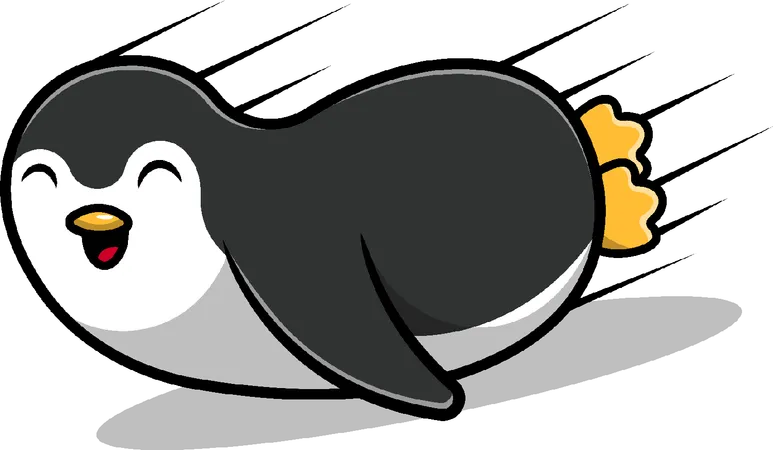 Penguin  enjoying Sliding  Illustration