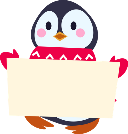 Penguin Holding Banner Illustration