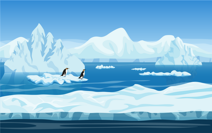 Penguin in Antarctica  イラスト