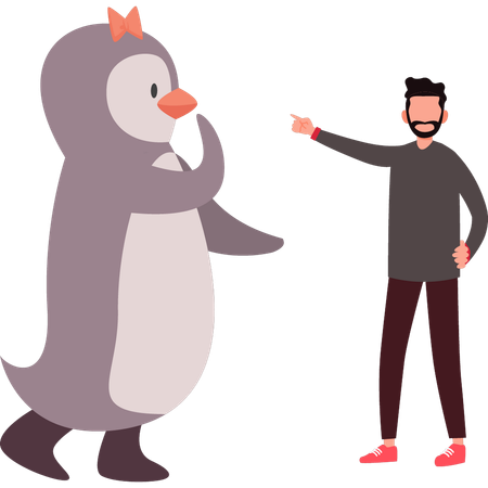 Penguin is showing love towards boy  Illustration