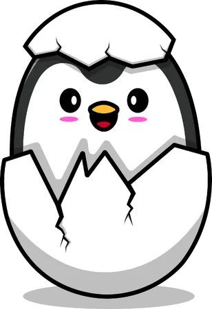 Penguin On Egg  Illustration