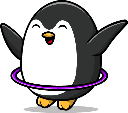 Penguin Playing Hulahoop  Illustration