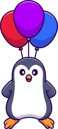 Penguin playing with balloons  Illustration