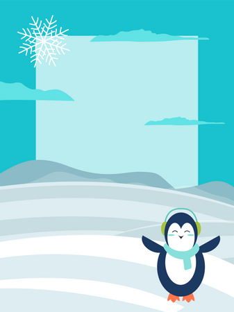 Penguin postcard or invitation card  Illustration