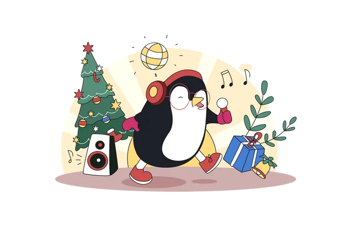 Penguin Singing  Illustration