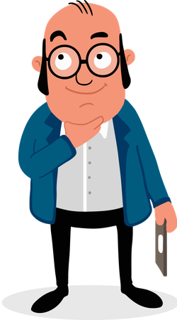 Pensando no velho empresário de terno azul  Ilustração