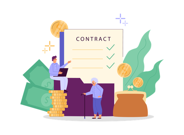 Pension insurance social support  Illustration