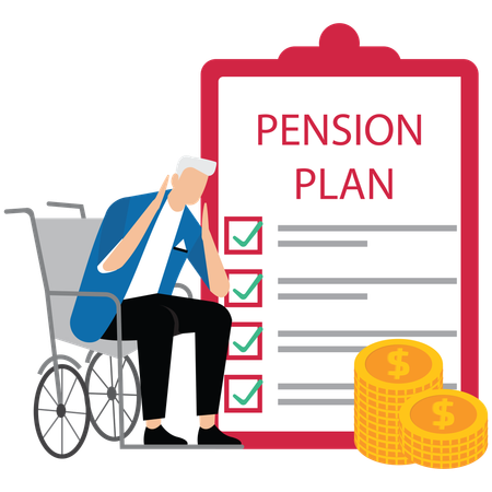 Pension plan with senior character  Illustration